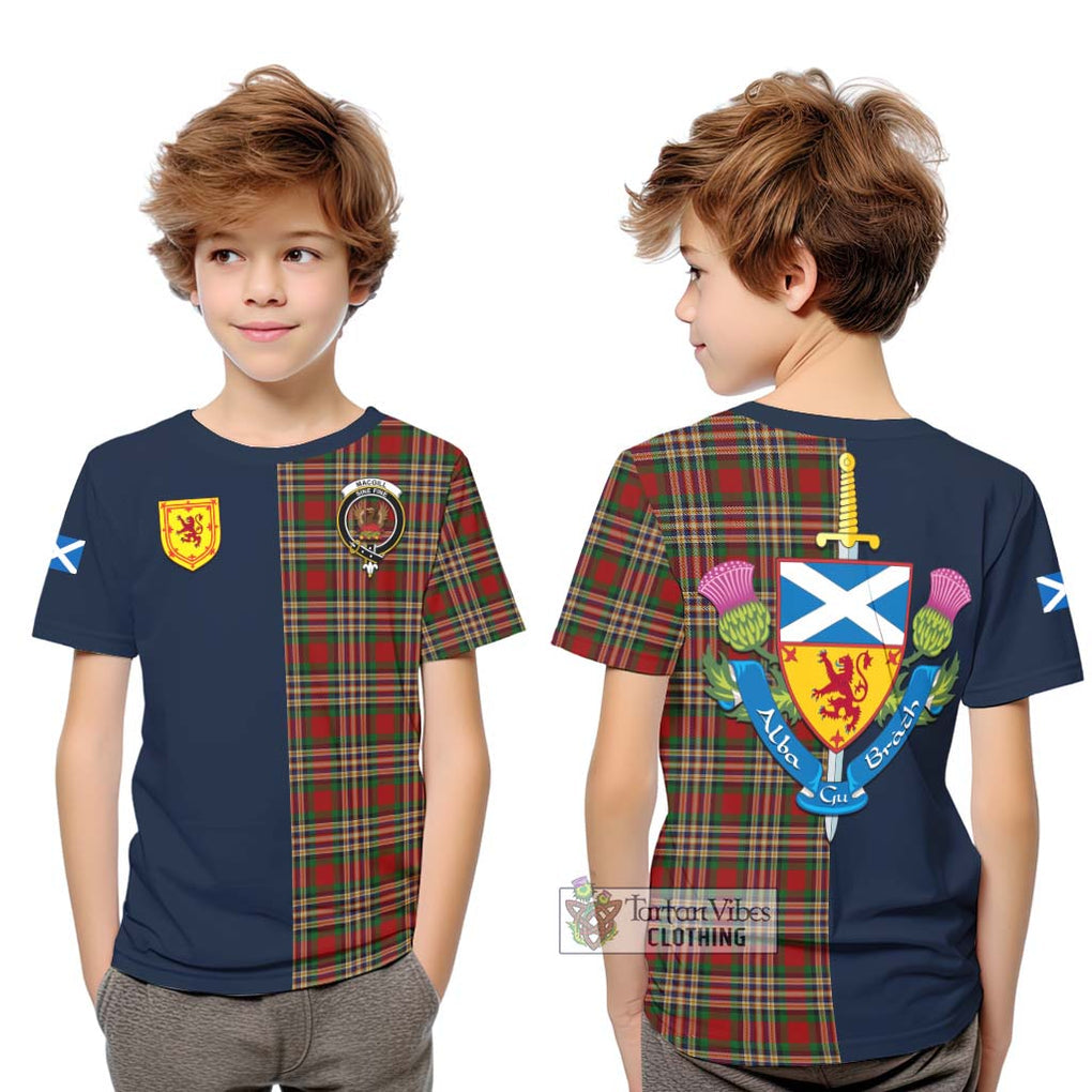 MacGill (MakGill) Tartan Kid T-Shirt Alba with Scottish Lion Royal Arm Half Style Youth XL Size14 - Tartan Vibes Clothing