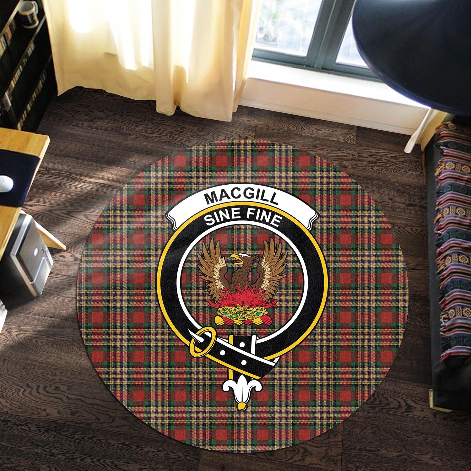 MacGill (MakGill) Tartan Round Rug with Family Crest Premium Round Rug - Tartan Vibes Clothing