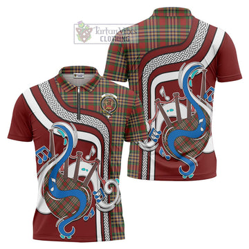 MacGill (MakGill) Tartan Zipper Polo Shirt with Epic Bagpipe Style