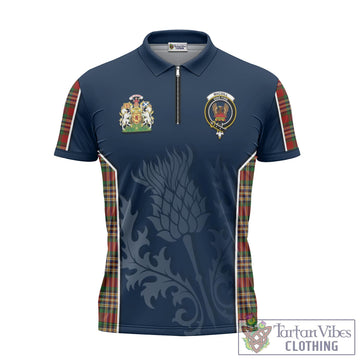 MacGill (MakGill) Tartan Zipper Polo Shirt with Family Crest and Scottish Thistle Vibes Sport Style