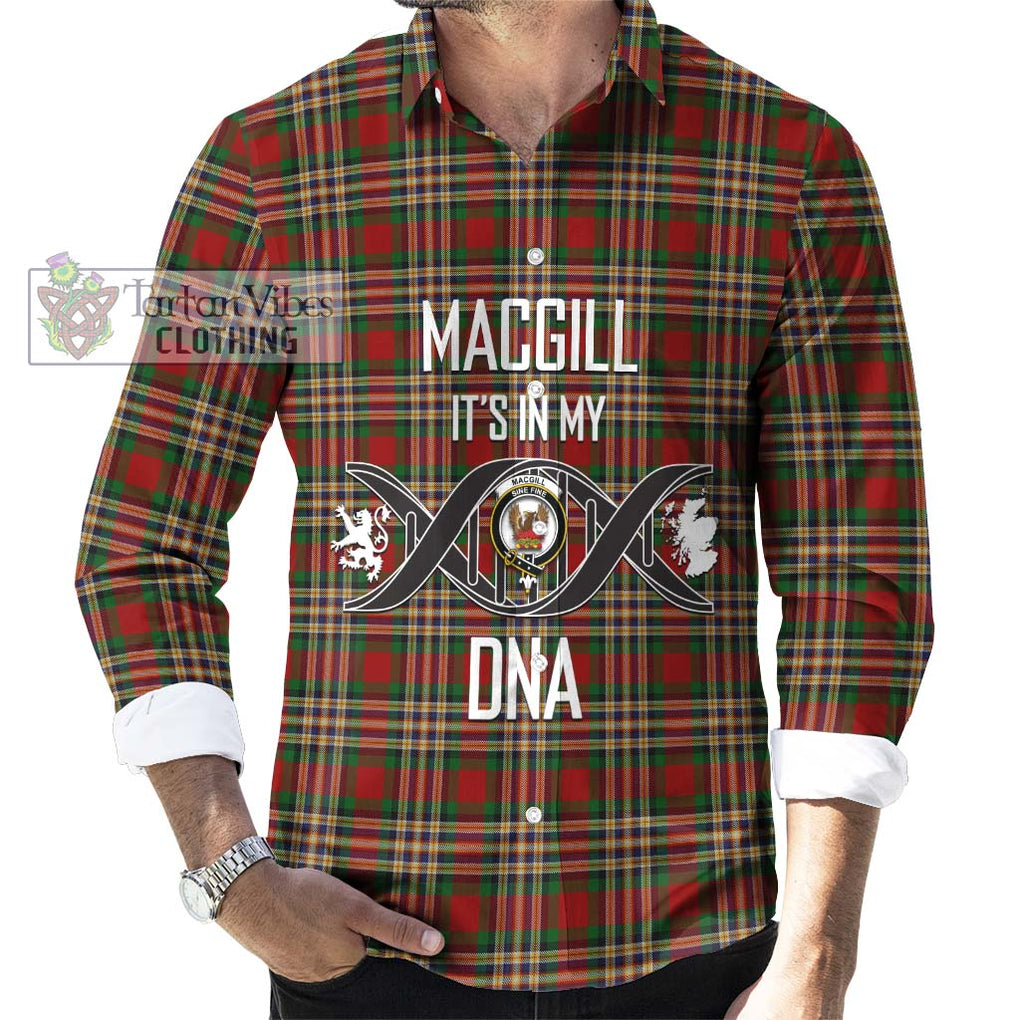 MacGill (MakGill) Tartan Long Sleeve Button Shirt with Family Crest DNA In Me Style Men's Shirt S - Tartanvibesclothing Shop