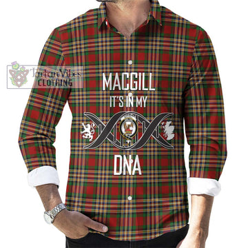 MacGill (MakGill) Tartan Long Sleeve Button Shirt with Family Crest DNA In Me Style Men's Shirt S - Tartanvibesclothing Shop