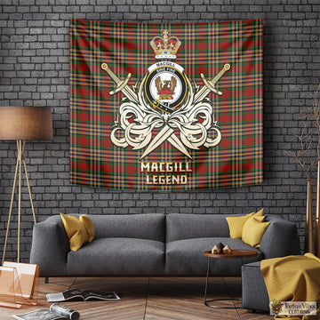 MacGill (MakGill) Tartan Tapestry with Clan Crest and the Golden Sword of Courageous Legacy Tapestry - Tartan Vibes Clothing
