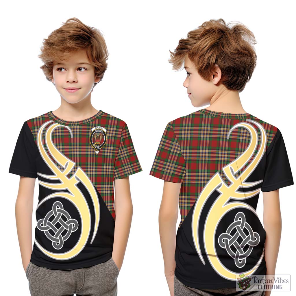MacGill (MakGill) Tartan Kid T-Shirt with Family Crest and Celtic Symbol Style Youth XL Size14 - Tartan Vibes Clothing