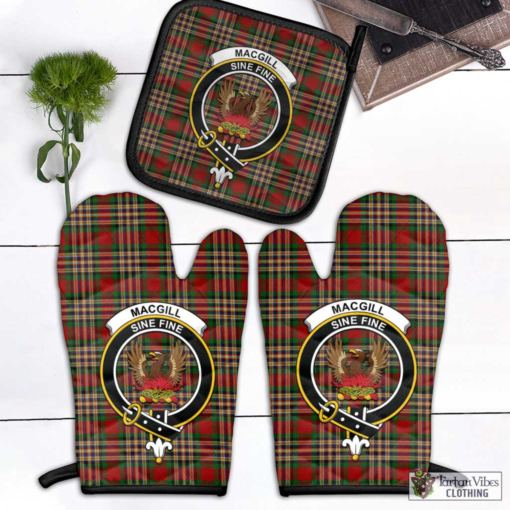 MacGill (MakGill) Tartan Combo Oven Mitt & Pot-Holder with Family Crest Black - Tartan Vibes Clothing