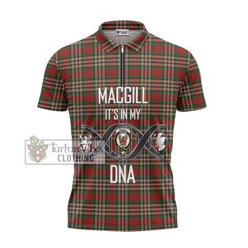 MacGill (MakGill) Tartan Zipper Polo Shirt with Family Crest DNA In Me Style