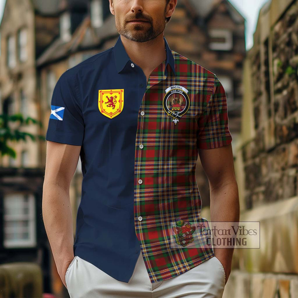 MacGill (MakGill) Tartan Hawaiian Shirt Alba with Scottish Lion Royal Arm Half Style - Tartan Vibes Clothing