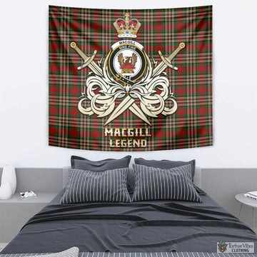 MacGill (MakGill) Tartan Tapestry with Clan Crest and the Golden Sword of Courageous Legacy - Tartan Vibes Clothing