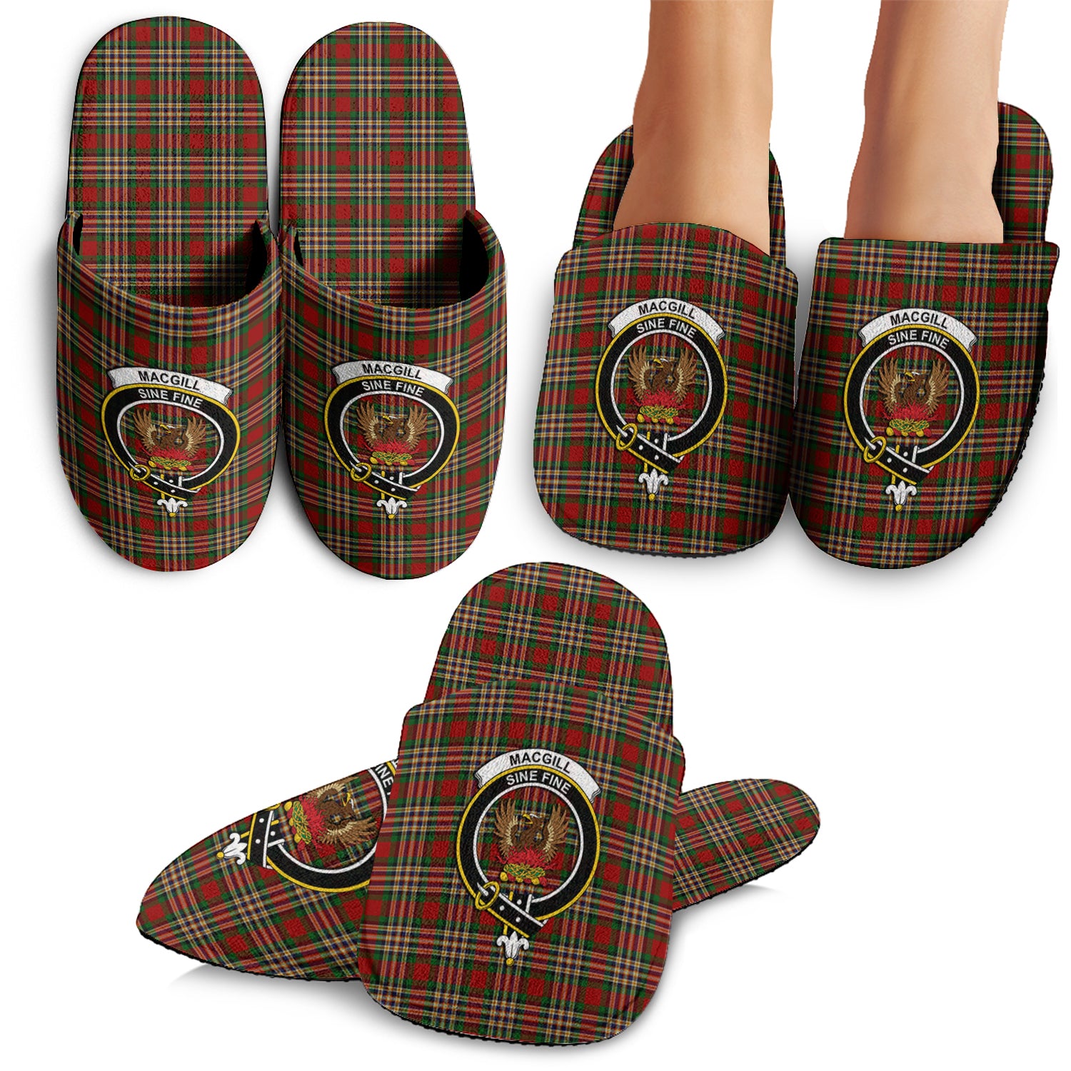 MacGill Tartan Home Slippers with Family Crest - Tartanvibesclothing