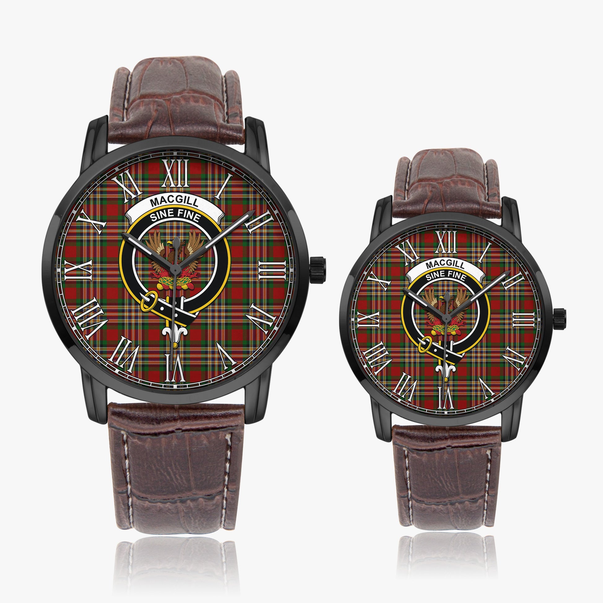MacGill (MakGill) Tartan Family Crest Leather Strap Quartz Watch - Tartan Vibes Clothing