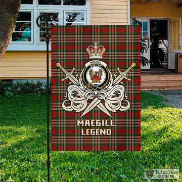 MacGill (MakGill) Tartan Garden Flag with Clan Crest and the Golden Sword of Courageous Legacy