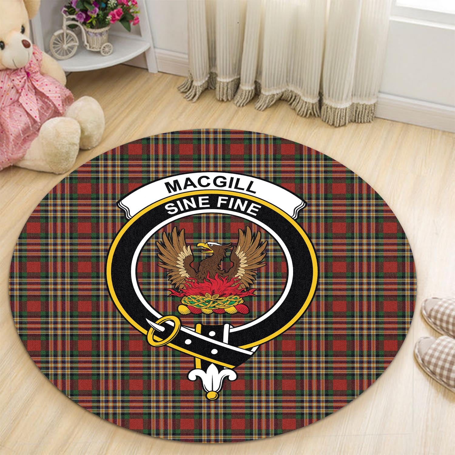 MacGill (MakGill) Tartan Round Rug with Family Crest - Tartan Vibes Clothing