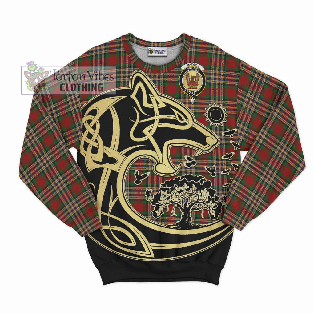 MacGill (MakGill) Tartan Sweatshirt with Family Crest Celtic Wolf Style - Tartan Vibes Clothing