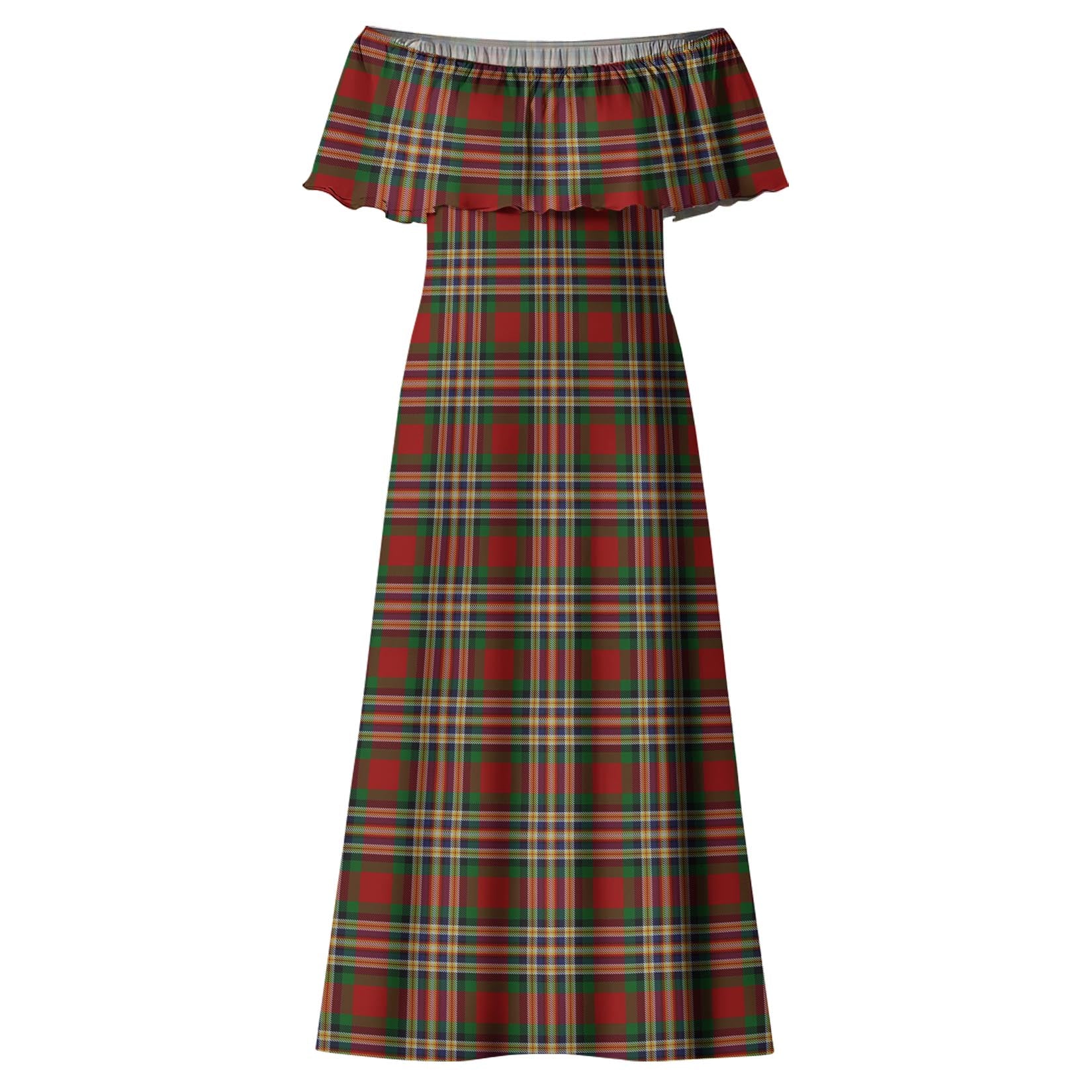 MacGill (MakGill) Tartan Off Shoulder Long Dress - Tartan Vibes Clothing