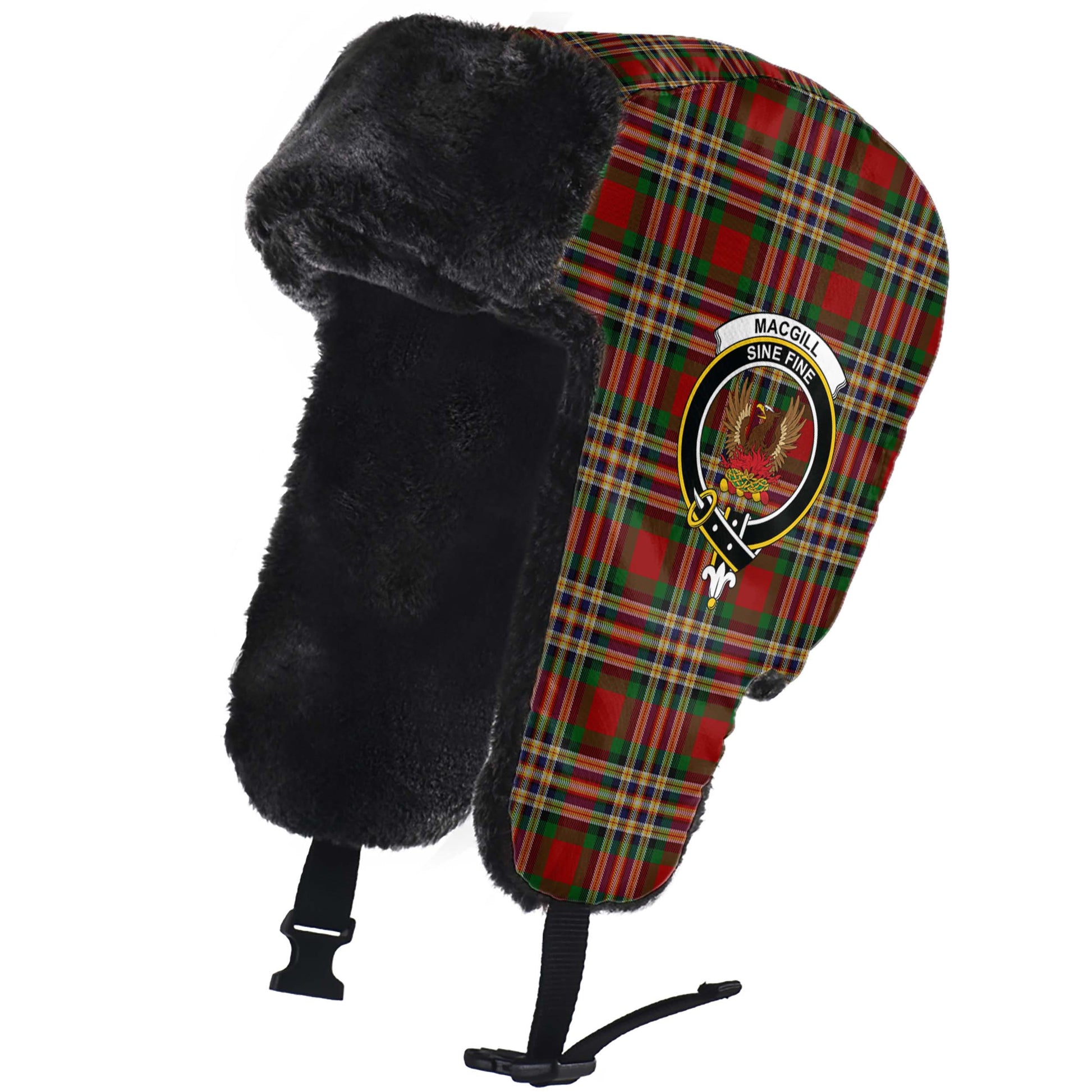 MacGill (MakGill) Tartan Winter Trapper Hat with Family Crest - Tartan Vibes Clothing