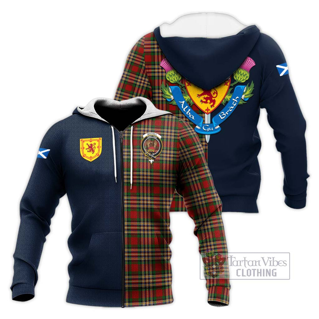 MacGill (MakGill) Tartan Knitted Hoodie Alba with Scottish Lion Royal Arm Half Style Unisex Knitted Zip Hoodie - Tartan Vibes Clothing