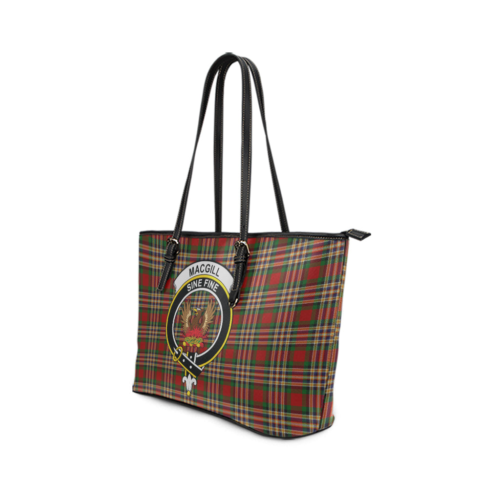 MacGill (MakGill) Tartan Leather Tote Bag with Family Crest - Tartan Vibes Clothing