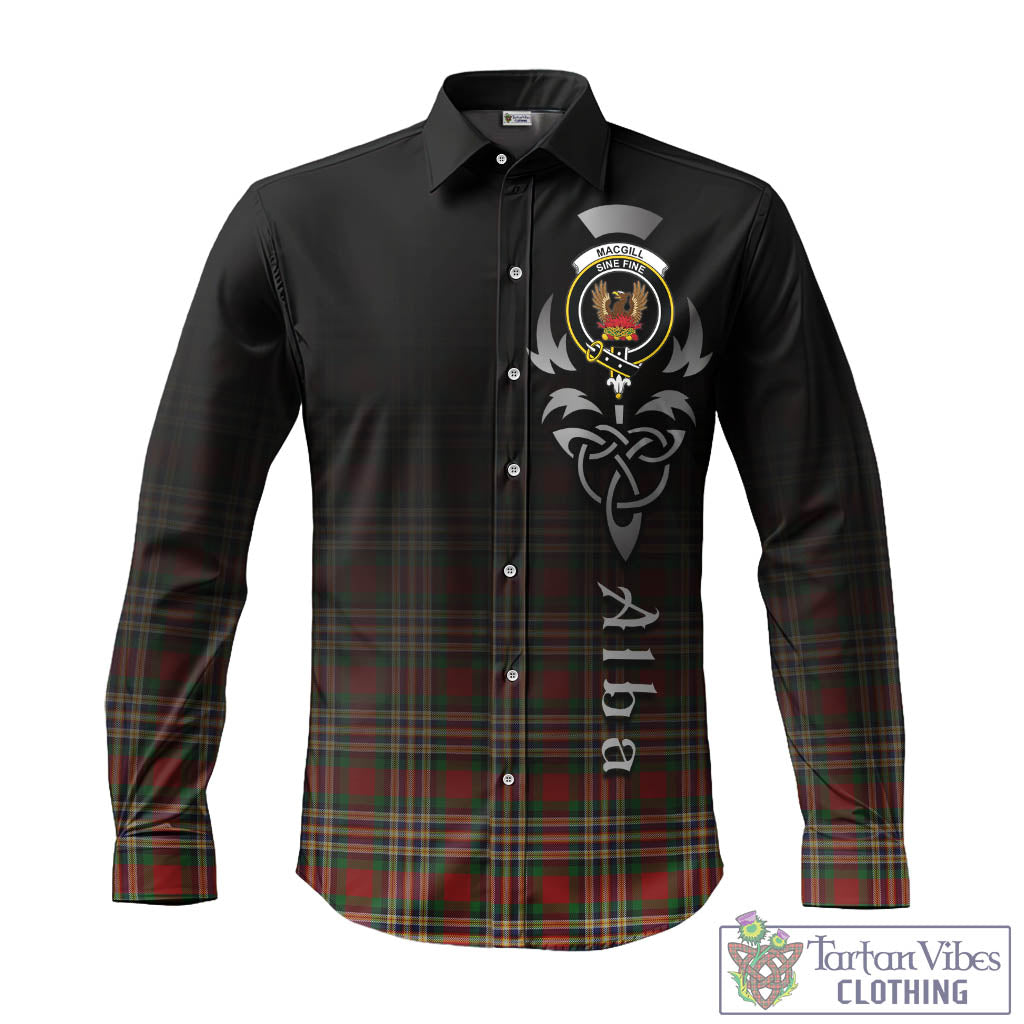 MacGill (MakGill) Tartan Long Sleeve Button Up Featuring Alba Gu Brath Family Crest Celtic Inspired - Tartan Vibes Clothing