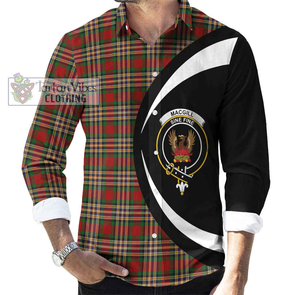 MacGill (MakGill) Tartan Long Sleeve Button Up with Family Crest Circle Style - Tartan Vibes Clothing
