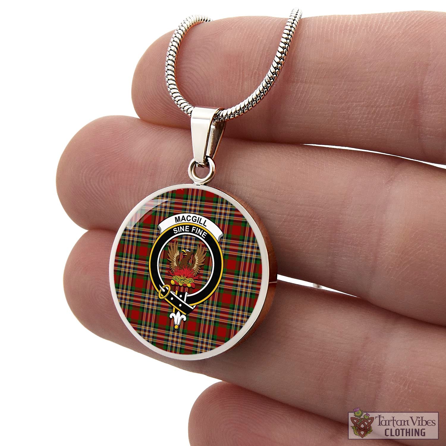 MacGill (MakGill) Tartan Circle Necklace with Family Crest - Tartan Vibes Clothing