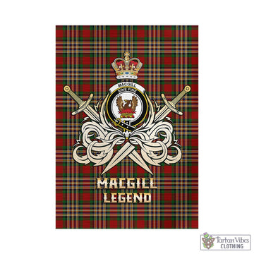 MacGill (MakGill) Tartan Garden Flag with Clan Crest and the Golden Sword of Courageous Legacy
