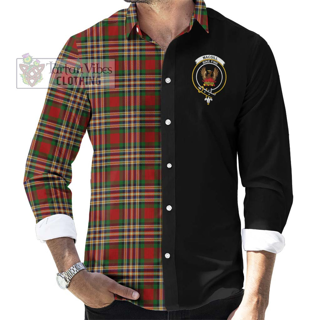 MacGill (MakGill) Tartan Long Sleeve Button Shirt with Family Crest and Half Of Me Style - Tartanvibesclothing Shop