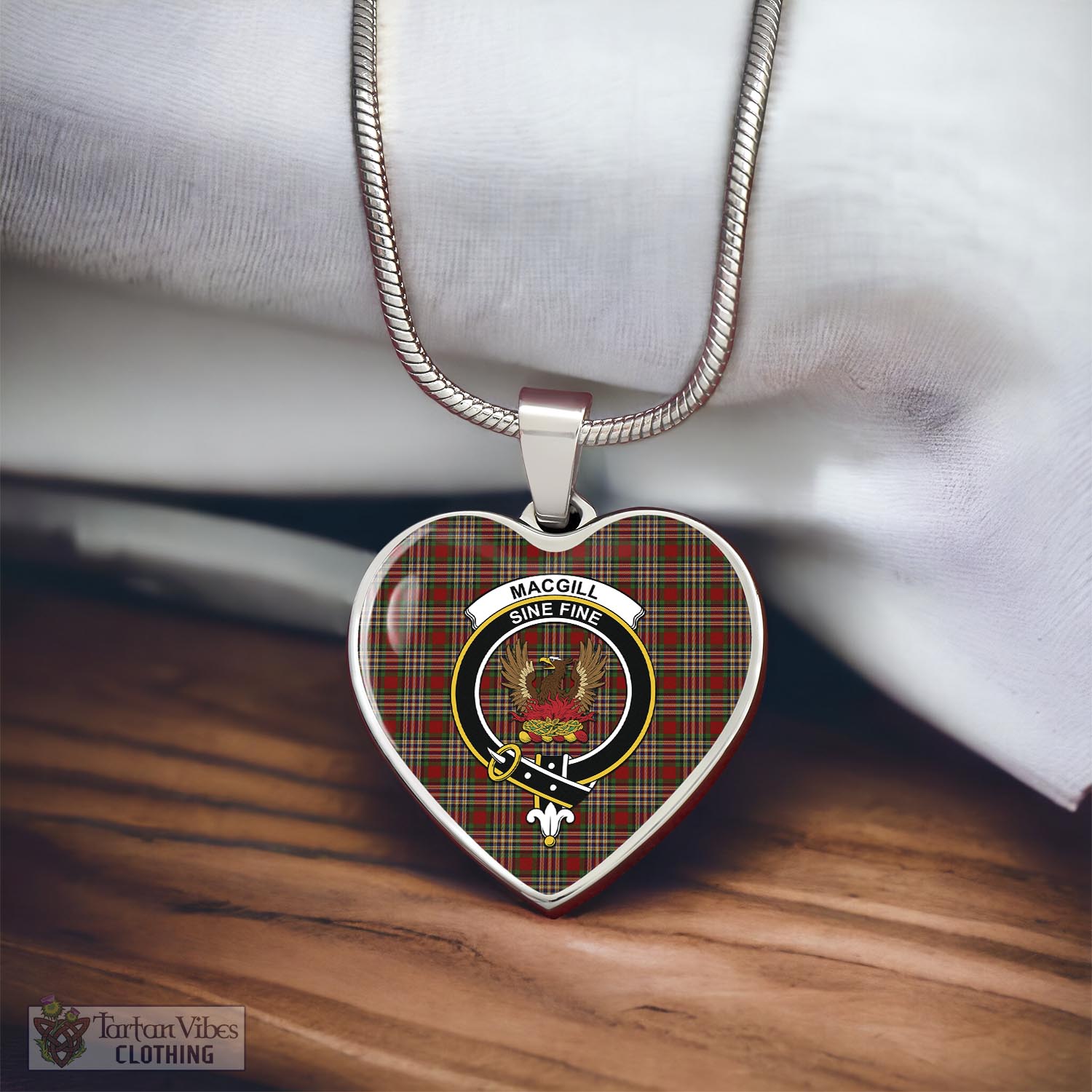MacGill (MakGill) Tartan Heart Necklace with Family Crest - Tartan Vibes Clothing