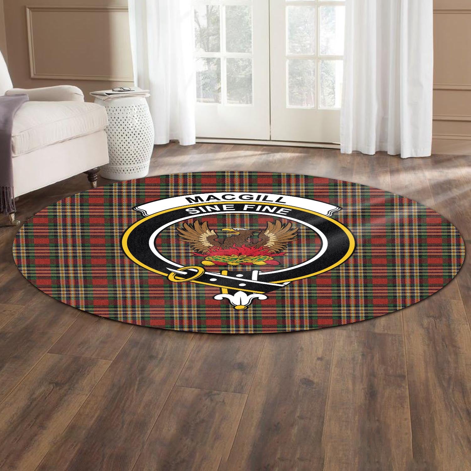 MacGill (MakGill) Tartan Round Rug with Family Crest - Tartan Vibes Clothing