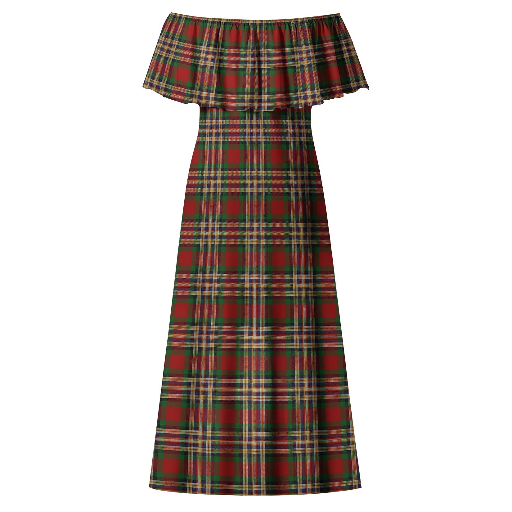 MacGill (MakGill) Tartan Off Shoulder Long Dress - Tartan Vibes Clothing
