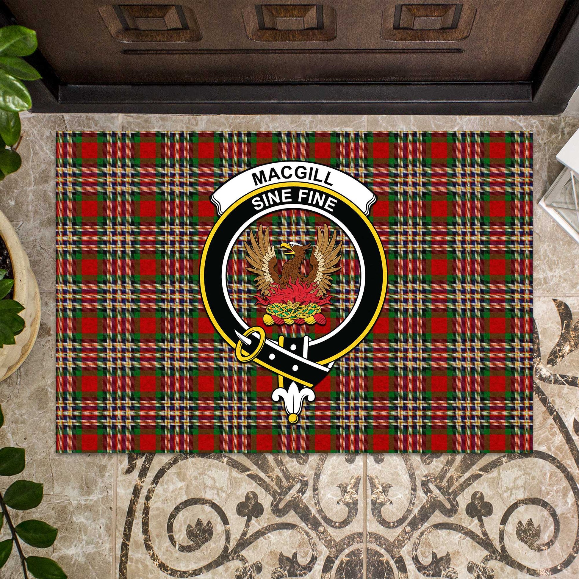MacGill (MakGill) Tartan Rubber Doormat with Family Crest - Tartan Vibes Clothing