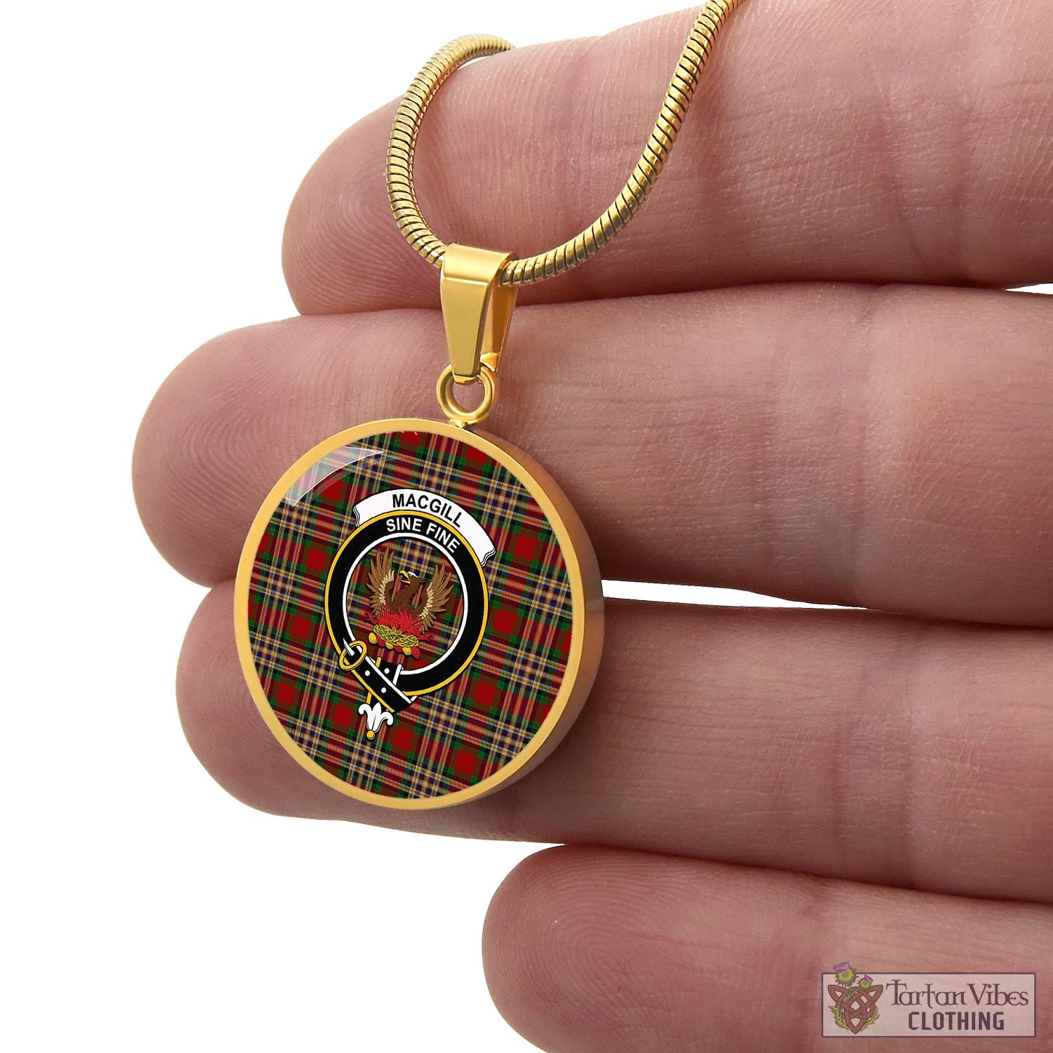 MacGill (MakGill) Tartan Circle Necklace with Family Crest - Tartan Vibes Clothing