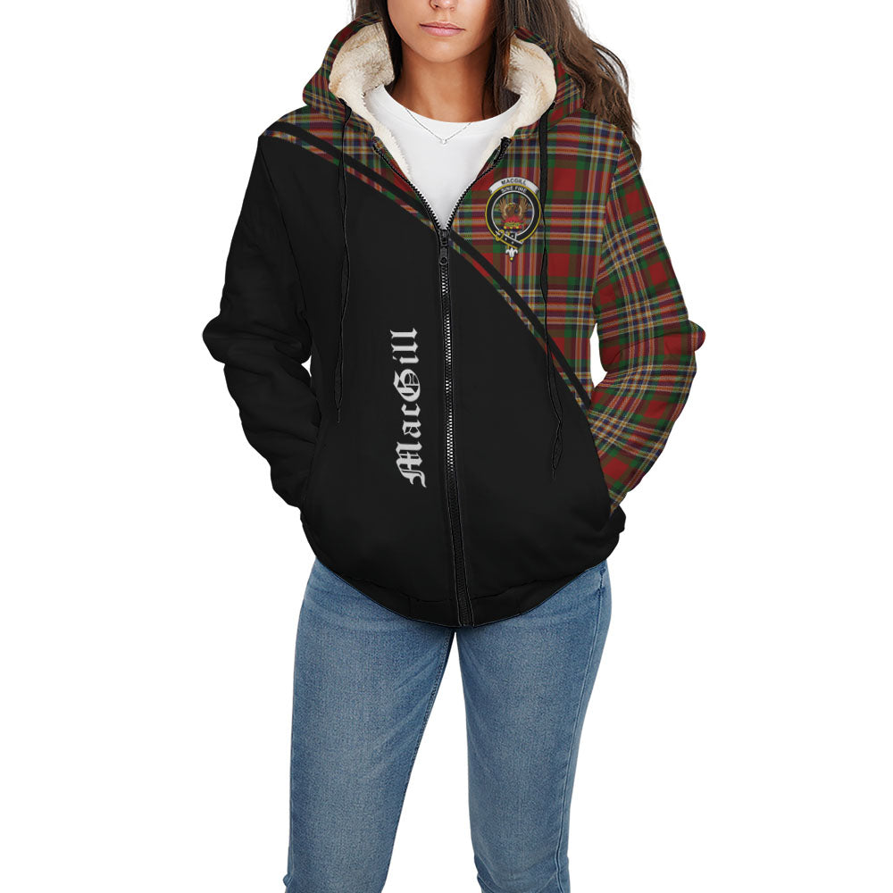 MacGill (MakGill) Tartan Sherpa Hoodie with Family Crest Curve Style - Tartan Vibes Clothing