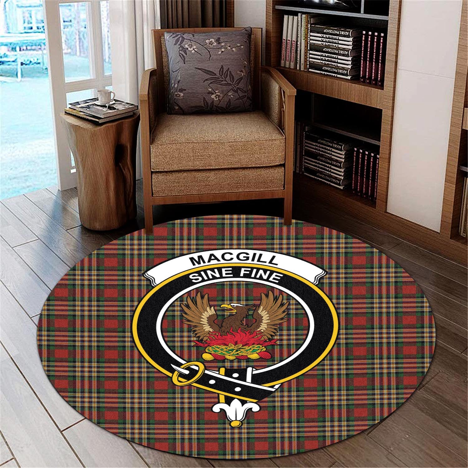 MacGill (MakGill) Tartan Round Rug with Family Crest - Tartan Vibes Clothing