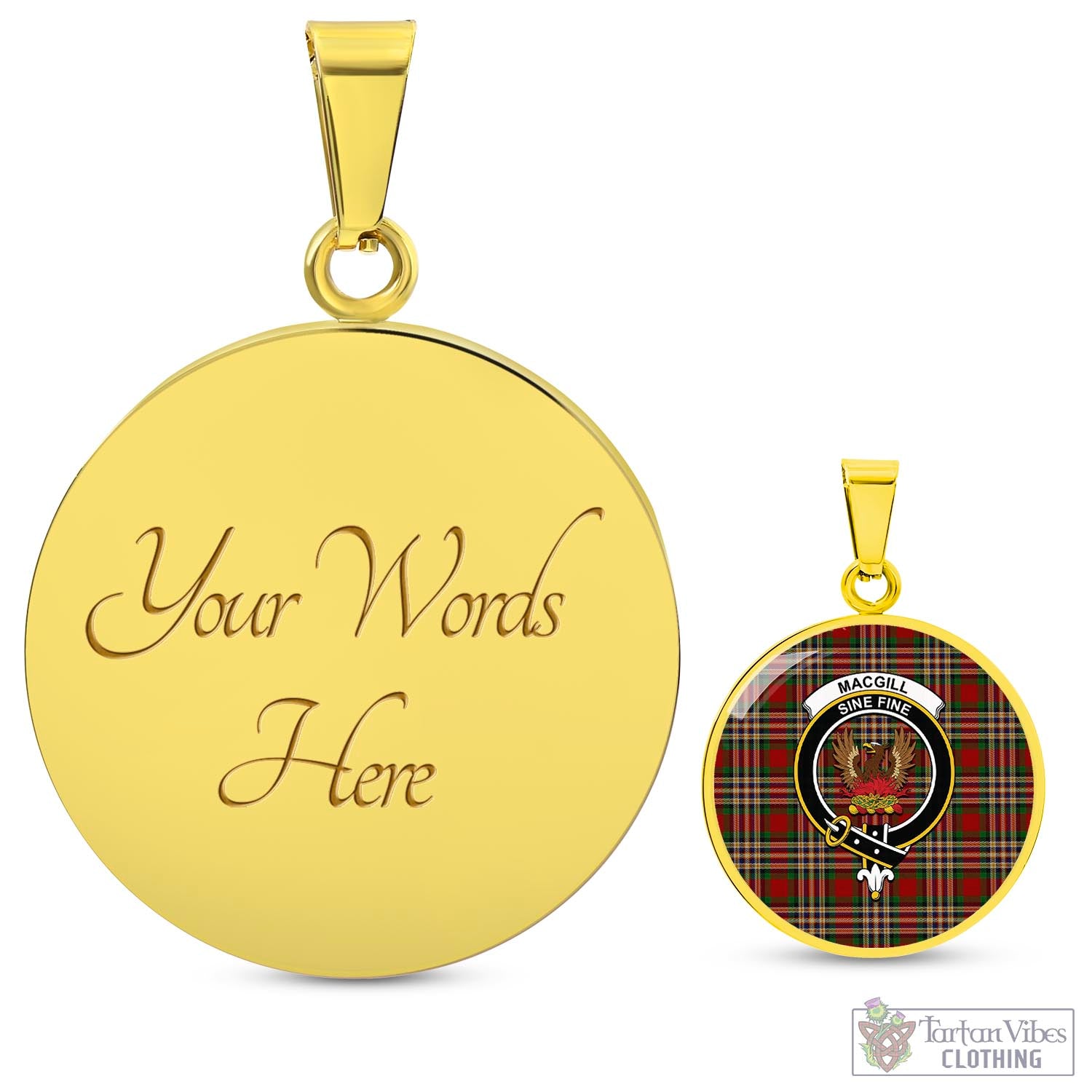 MacGill (MakGill) Tartan Circle Necklace with Family Crest Luxury Necklace (Gold) Yes - Tartan Vibes Clothing