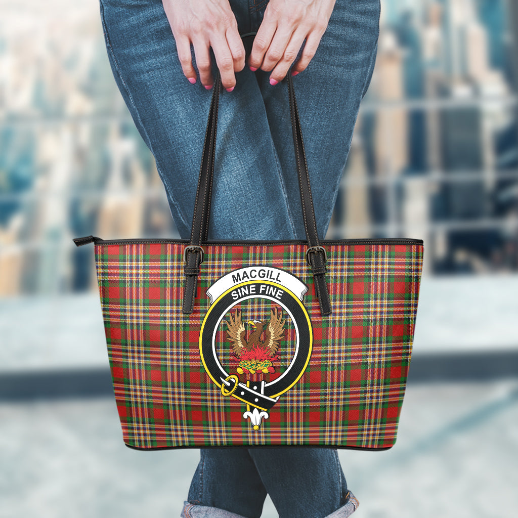 MacGill (MakGill) Tartan Leather Tote Bag with Family Crest - Tartan Vibes Clothing