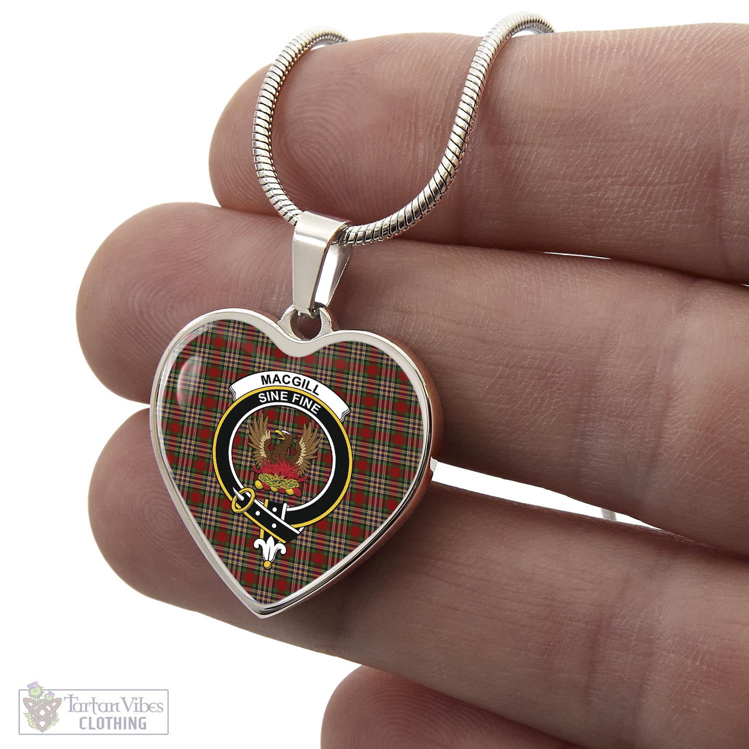 MacGill (MakGill) Tartan Heart Necklace with Family Crest - Tartan Vibes Clothing