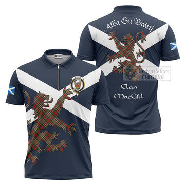 MacGill (MakGill) Tartan Lion Rampant Zipper Polo Shirt Proudly Display Your Heritage with Alba Gu Brath and Clan Name Unisex - Tartan Vibes Clothing