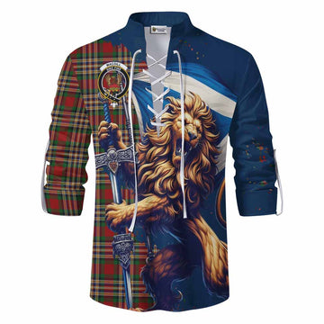 MacGill (MakGill) Tartan Family Crest Ghillie Kilt Shirt with Scottish Majestic Lion Men - Tartan Vibes Clothing