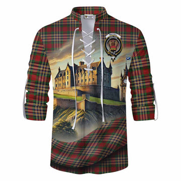 MacGill (MakGill) Tartan Family Crest Ghillie Kilt Shirt with Scottish Ancient Castle Style Men - Tartan Vibes Clothing