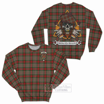 MacGill (MakGill) Tartan Sweatshirt with Family Crest and Bearded Skull Holding Bottles of Whiskey Unisex - Tartan Vibes Clothing