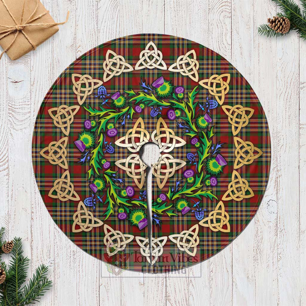 Tartan Vibes Clothing MacGill (MakGill) Tartan Christmas Tree Skirt with Thistle Celtic Knot Style
