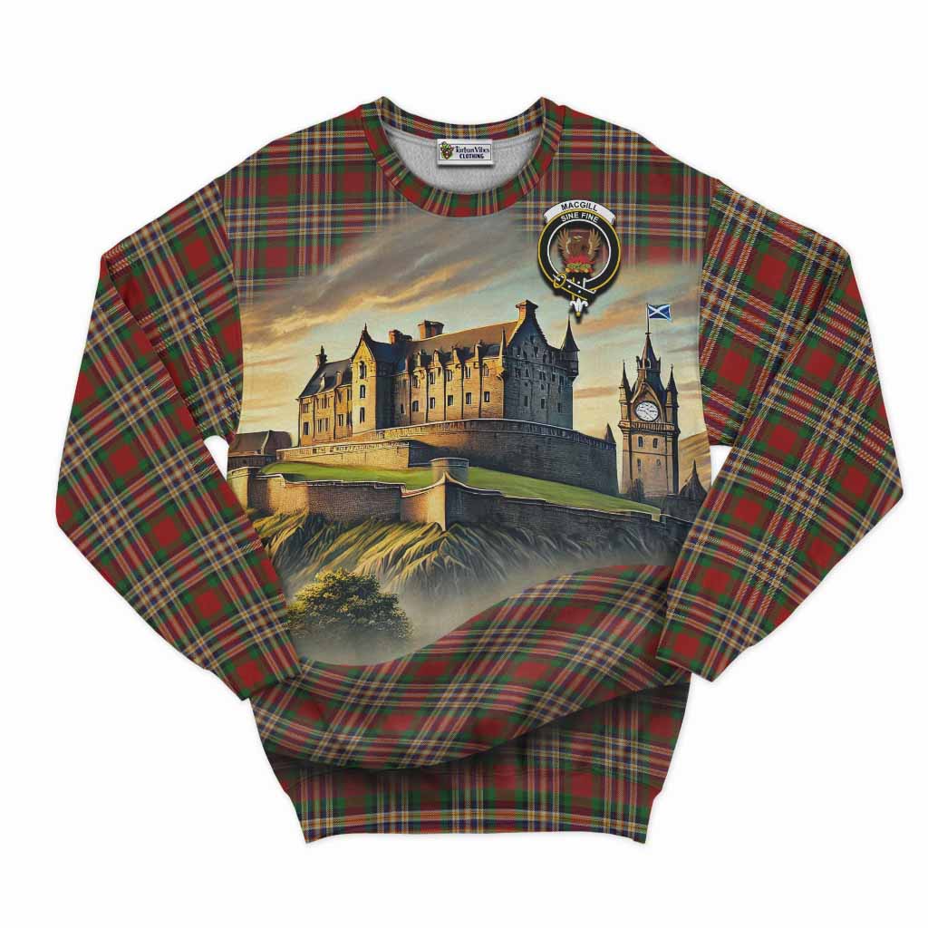 MacGill (MakGill) Tartan Family Crest Sweatshirt with Scottish Ancient Castle Style Unisex - Tartan Vibes Clothing