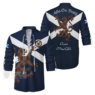 MacGill (MakGill) Tartan Lion Rampant Ghillie Kilt Shirt Proudly Display Your Heritage with Alba Gu Brath and Clan Name Men - Tartan Vibes Clothing