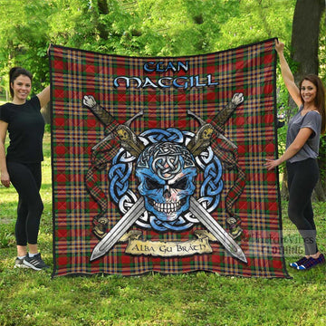 MacGill (MakGill) Tartan Quilt with Celtic Skull Alba Gu Brath Style Super King Quilt 91" x 110" - Tartan Vibes Clothing