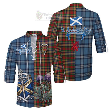 MacGill (MakGill) Tartan Ghillie Kilt Shirt Happy St. Andrew's Day Half Tartan Style Men - Tartan Vibes Clothing