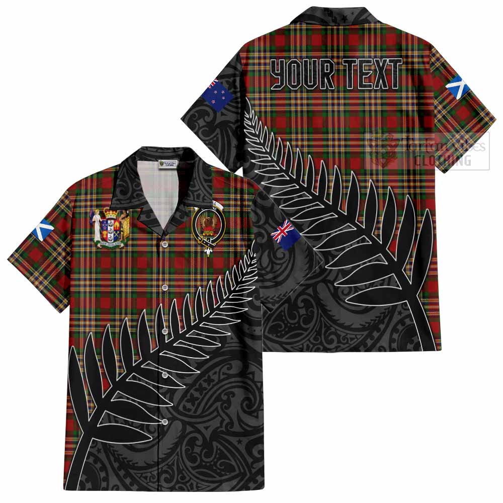 Tartan Vibes Clothing MacGill (MakGill) Crest Tartan Short Sleeve Button Shirt with New Zealand Silver Fern Half Style