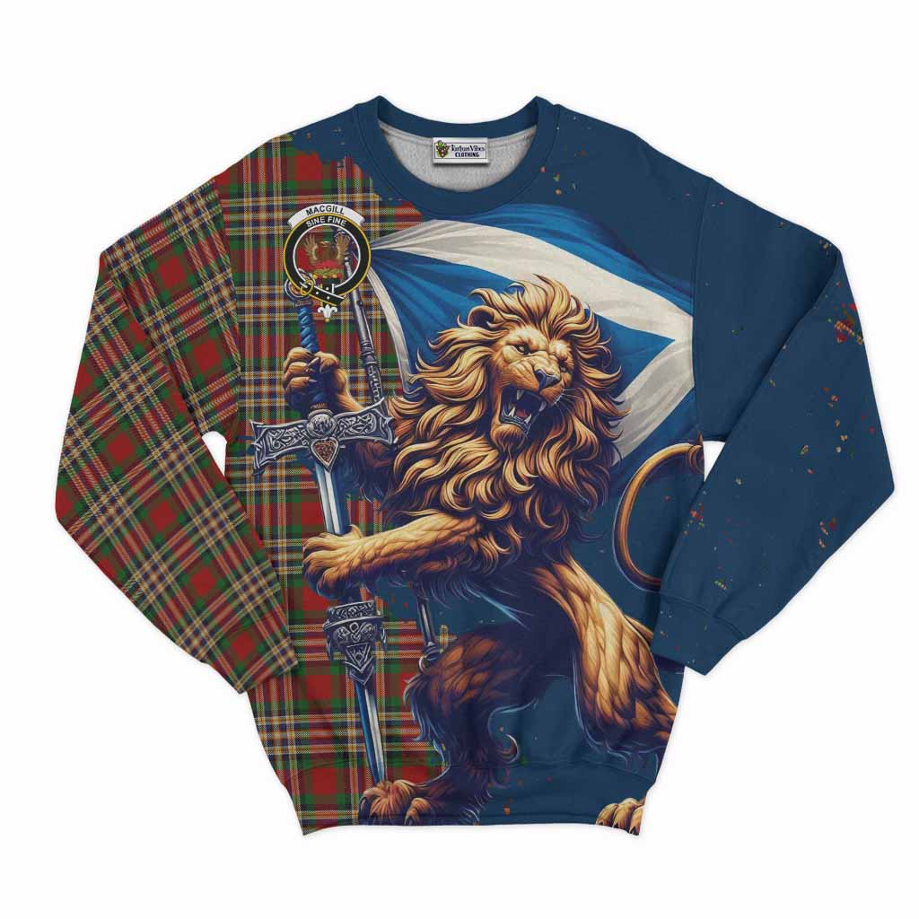 MacGill (MakGill) Tartan Family Crest Sweatshirt with Scottish Majestic Lion Unisex - Tartan Vibes Clothing