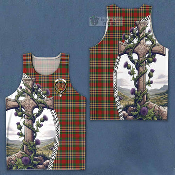 MacGill (MakGill) Tartan Men's Tank Top with Family Crest and St. Andrew's Cross Accented by Thistle Vines Men - Tartan Vibes Clothing
