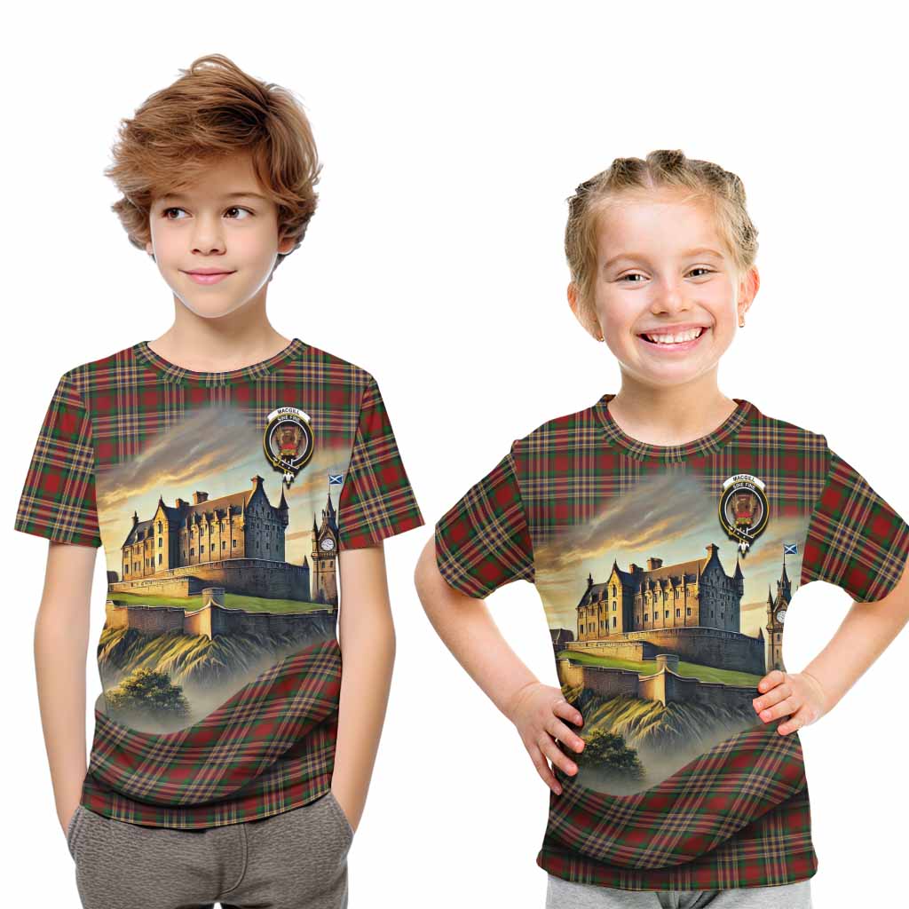 MacGill (MakGill) Tartan Family Crest Kid T-Shirt with Scottish Ancient Castle Style Youth XL Size14 - Tartan Vibes Clothing