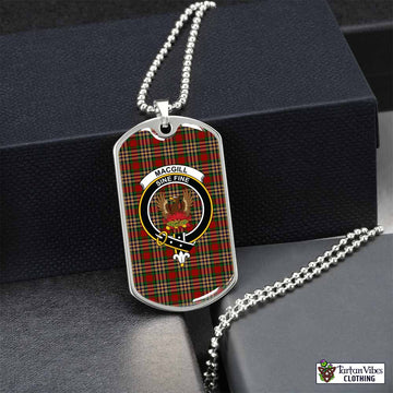 MacGill (MakGill) Tartan Dog Tag Necklace with Family Crest Silver No - Tartan Vibes Clothing